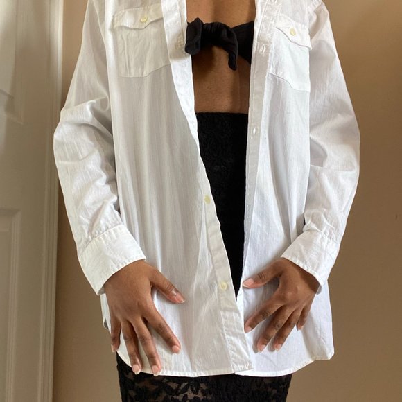 White Gap Collared Button Down Shirt - Picture 9 of 13